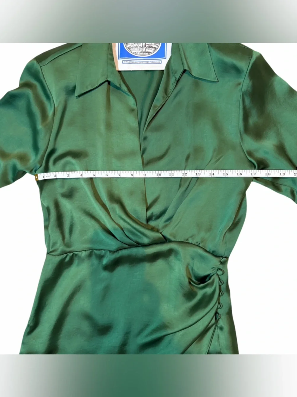 Zara Women's Short Satin Effect Wrap Mini Dress in Green Size M - Picture 7 of 11